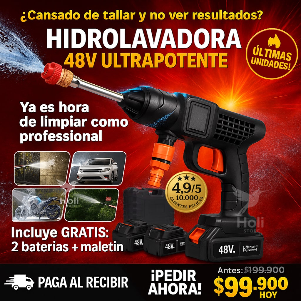 HIDROLAVADORA DE ALTA POTENCIA PORTATIL +2BATERIAS
